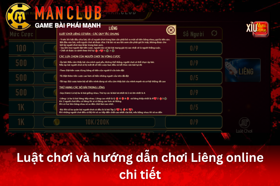 Hướng dẫn chơi liêng tại cổng game ManClub